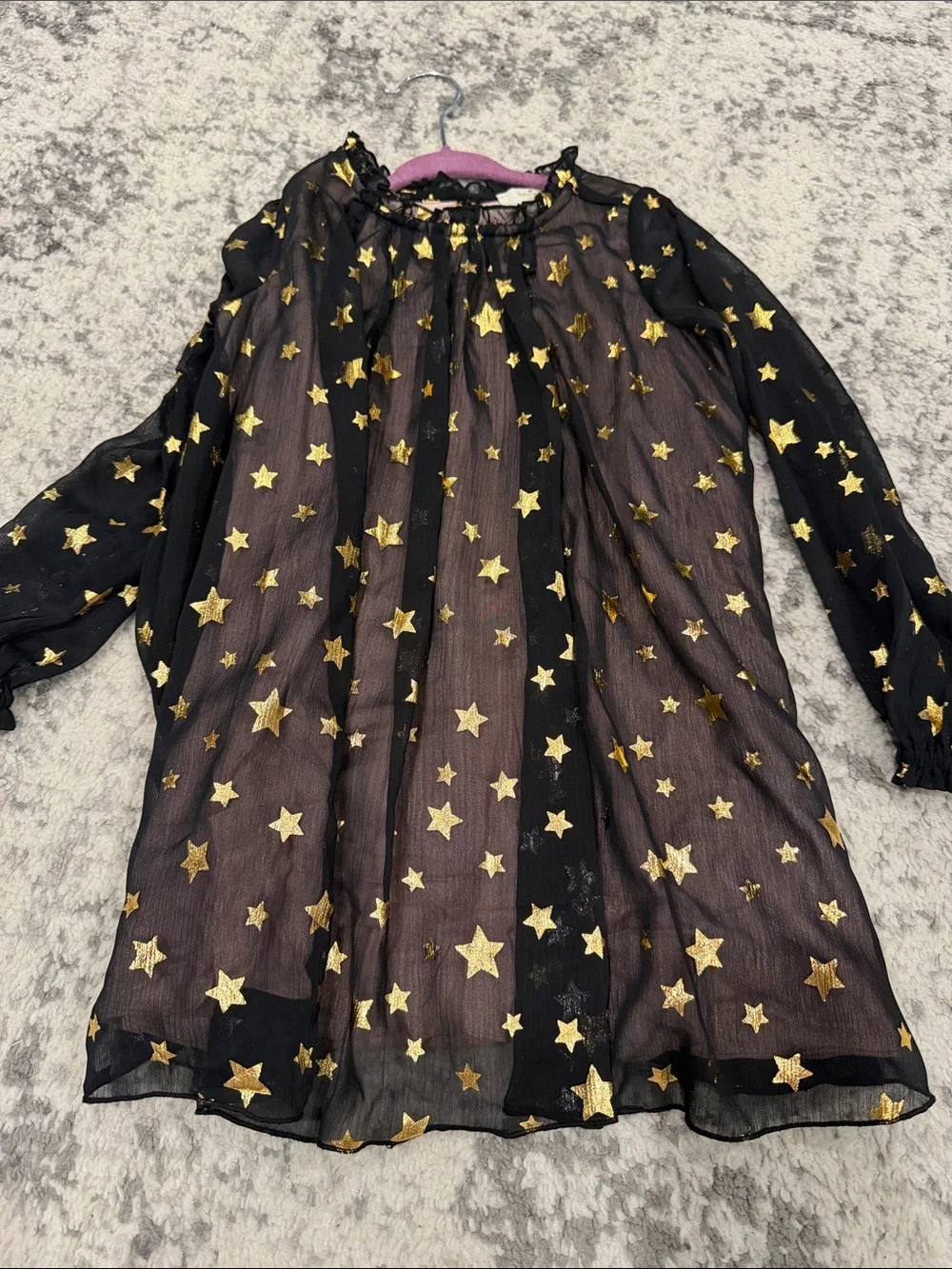 Kate Soade navy/Black Sheer Star Print Tunic with Gold Stars